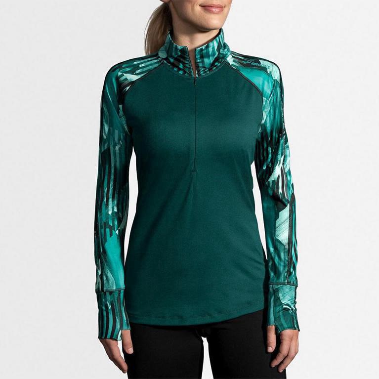 Brooks Dash Half Zip - Chaquetas Mujer - Verde (GN6397451)